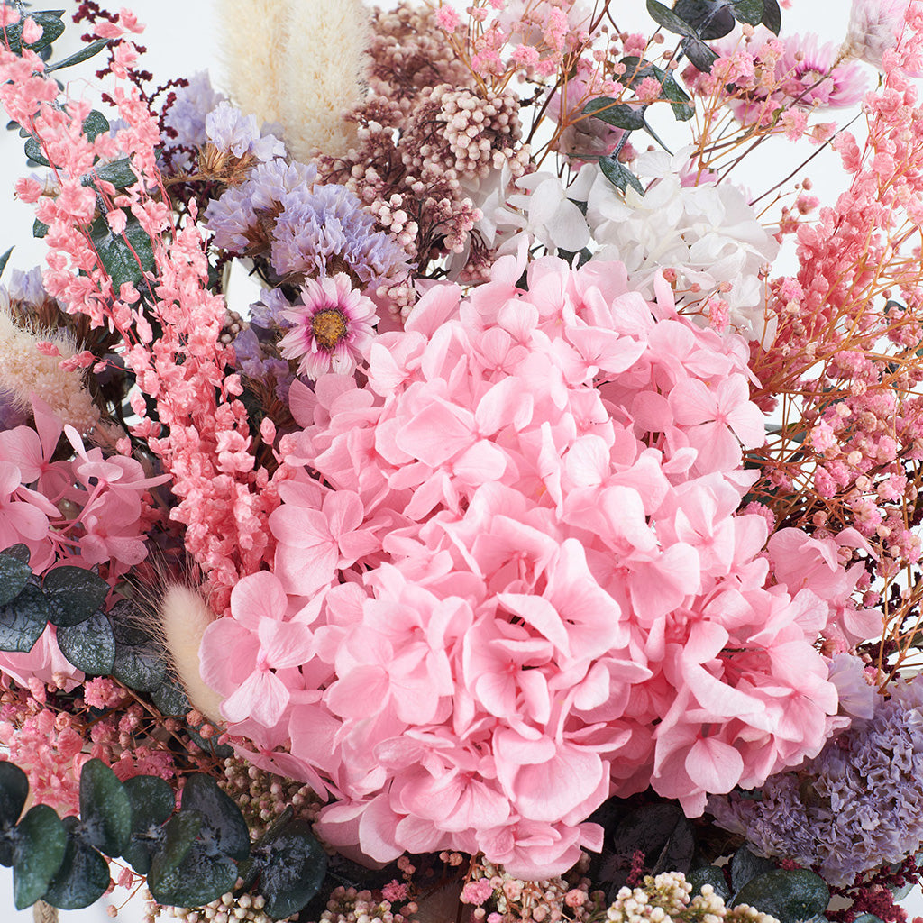 Hortensias preservadas rosas