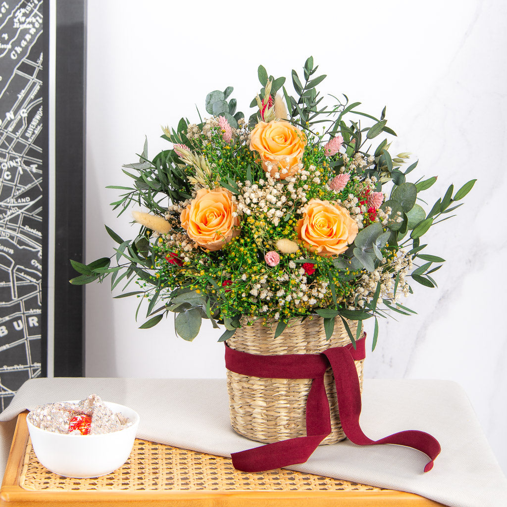 Cesta eternal de rosas