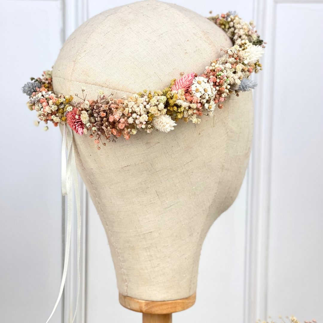 corona completa de flores preservadas
