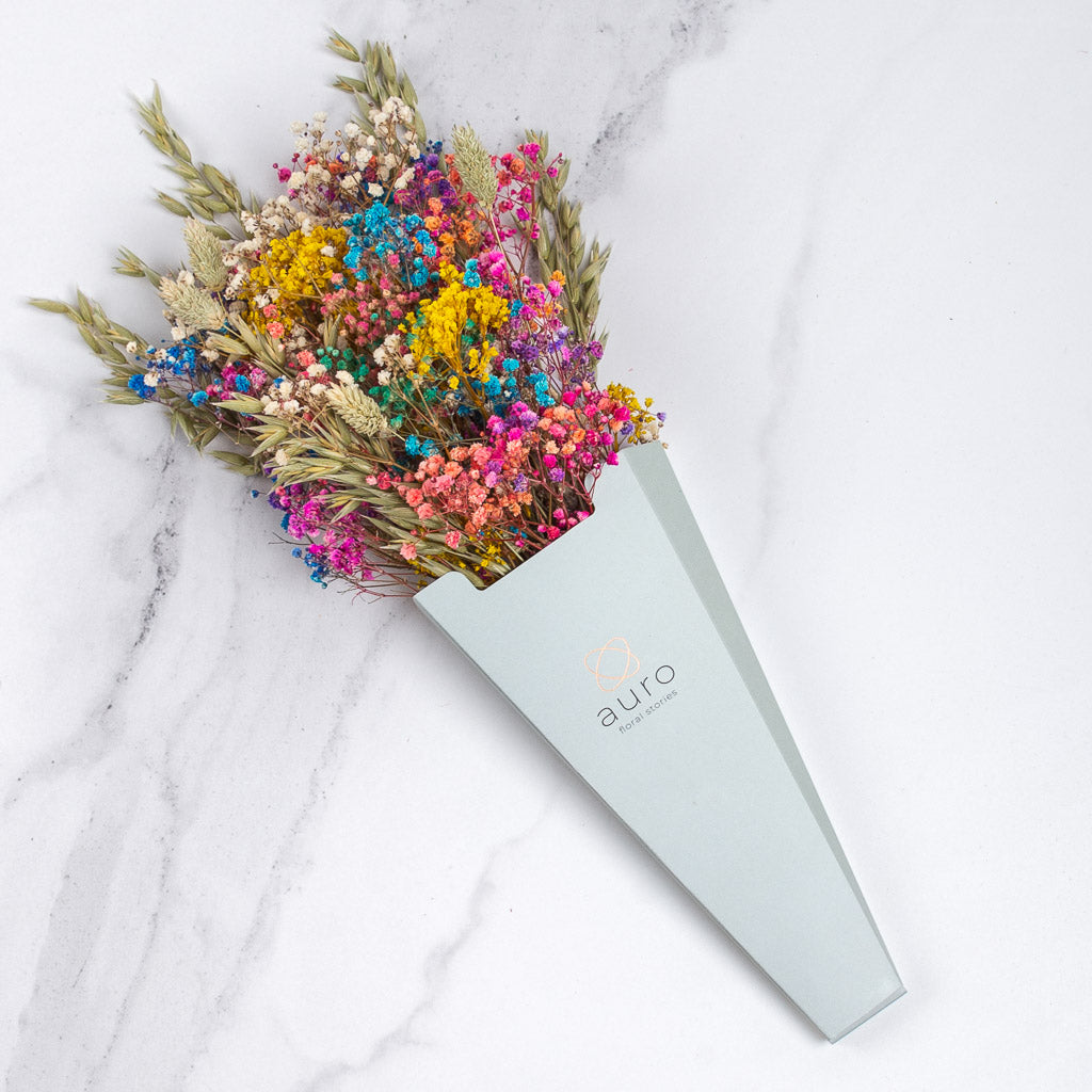 estuche de flores preservadas