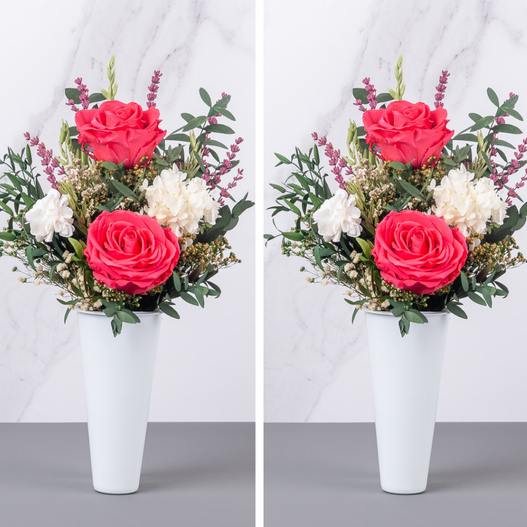 ramo de cementerio especial con rosas xl preservadas ideal para todos los santos