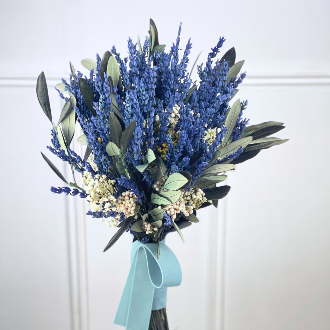 réplica de ramo de novia con lavanda preservada