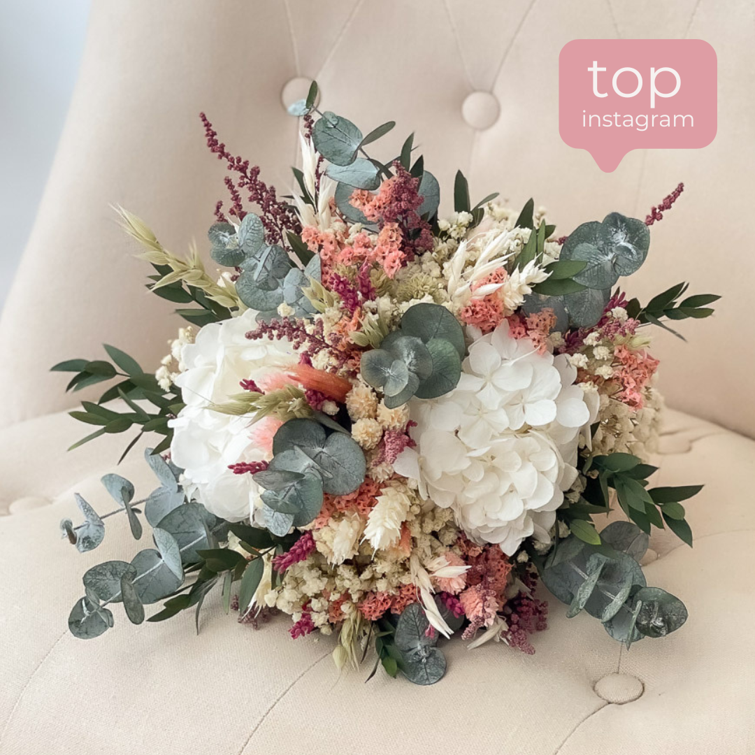 ramo de novia de hortensias preservadas