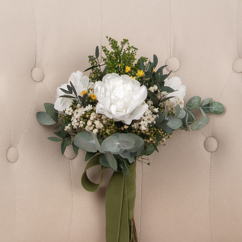 réplica de ramo de novia peonias silvestres