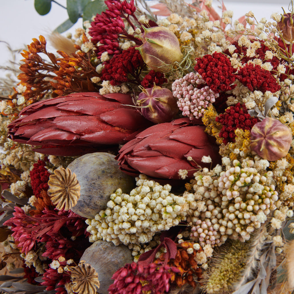 detalle de ramo de novia preservado estilo boho chic