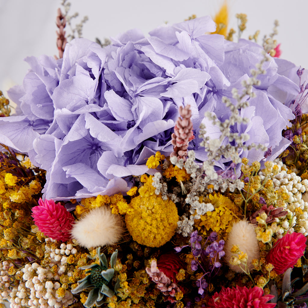 Ramo de flores preservadas Petit Violette. Detalle