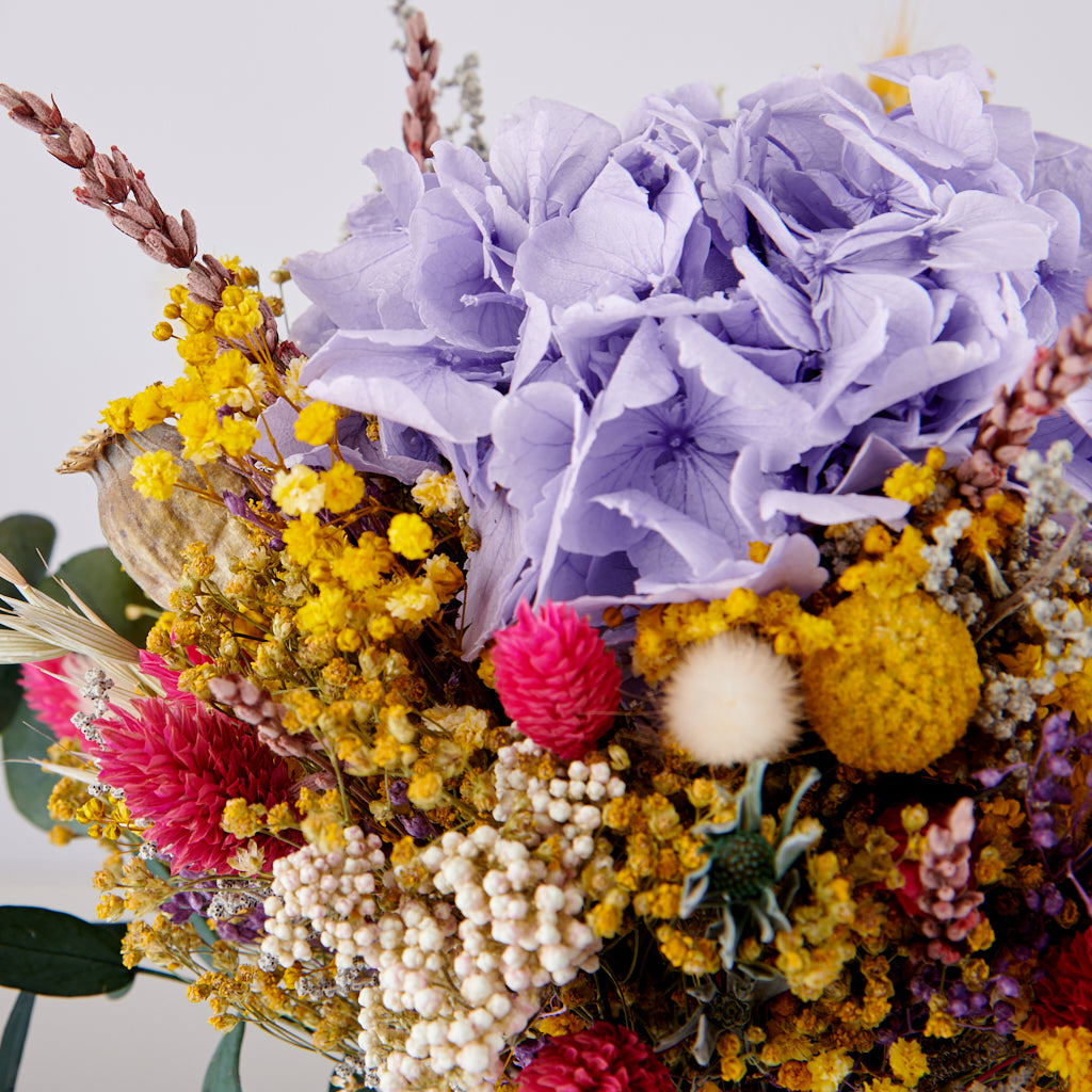 Ramo de flores preservadas Petit Violette. Detalle