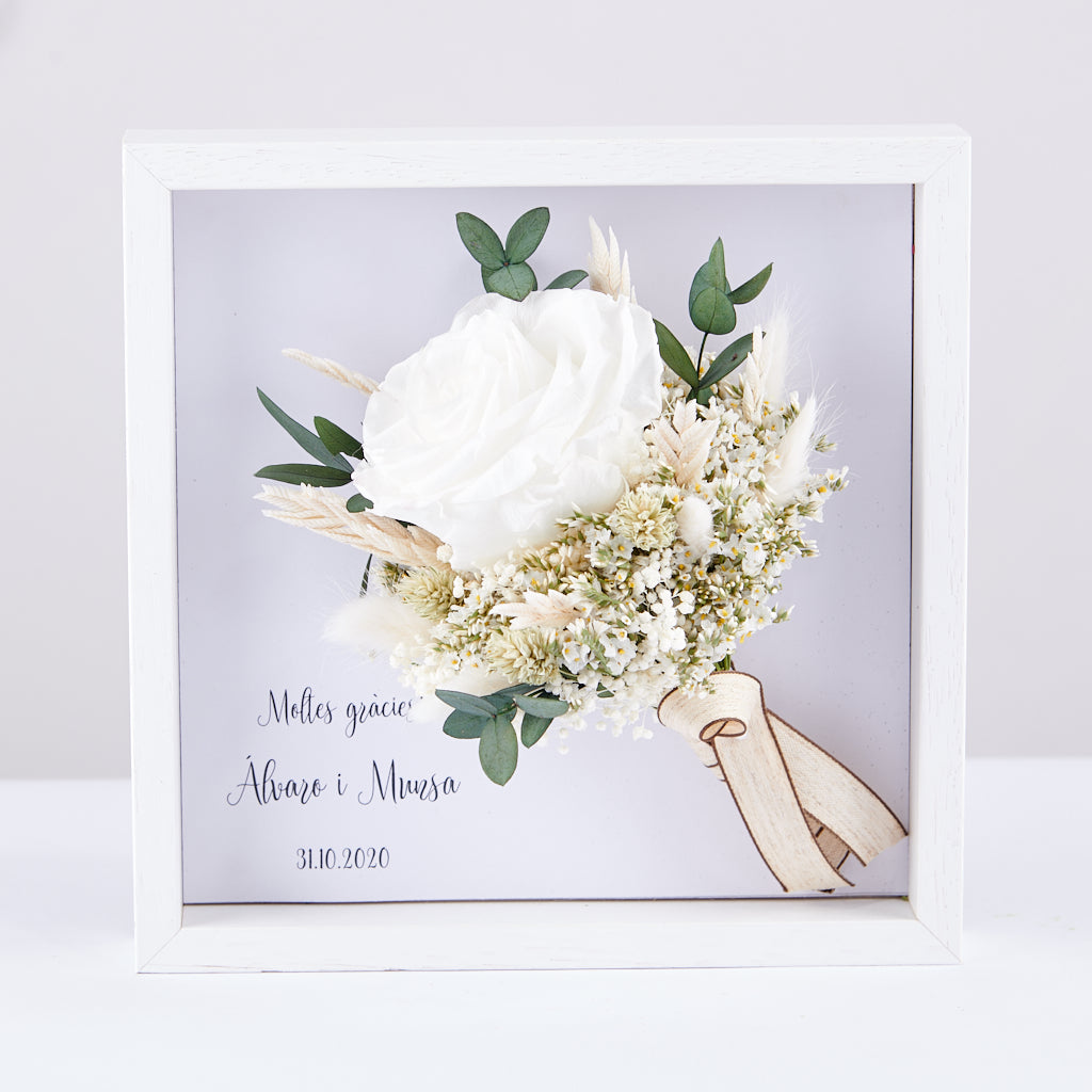 Cuadro con miniramo de rosa · personalizable