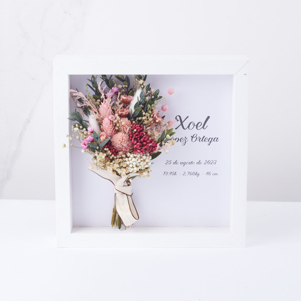 cuadro personalizado con flores preservadas diseño auro