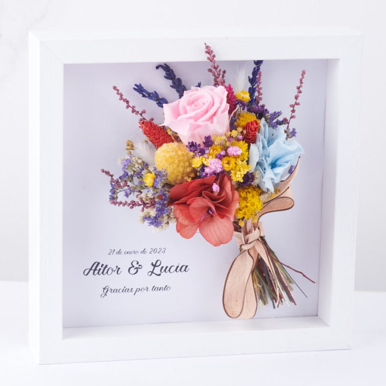 cuadro personalizadp con ramo de flores