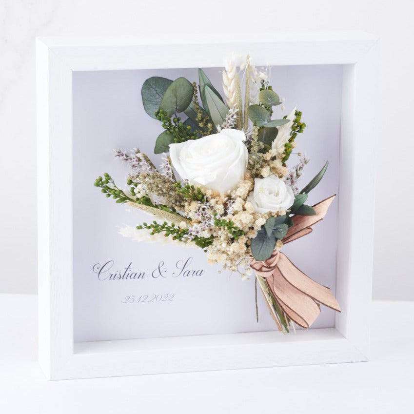 cuadro con flores preservadas rosas zahara