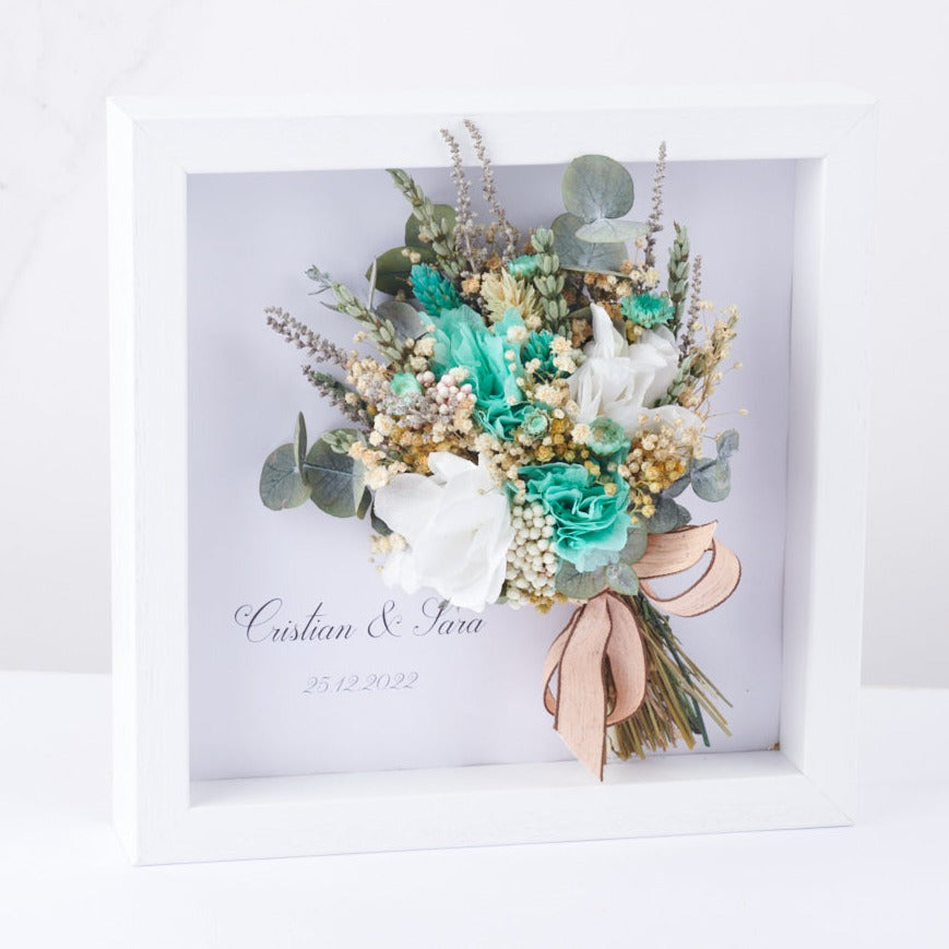 cuadro personalizadp con ramo de flores Aqua Marine