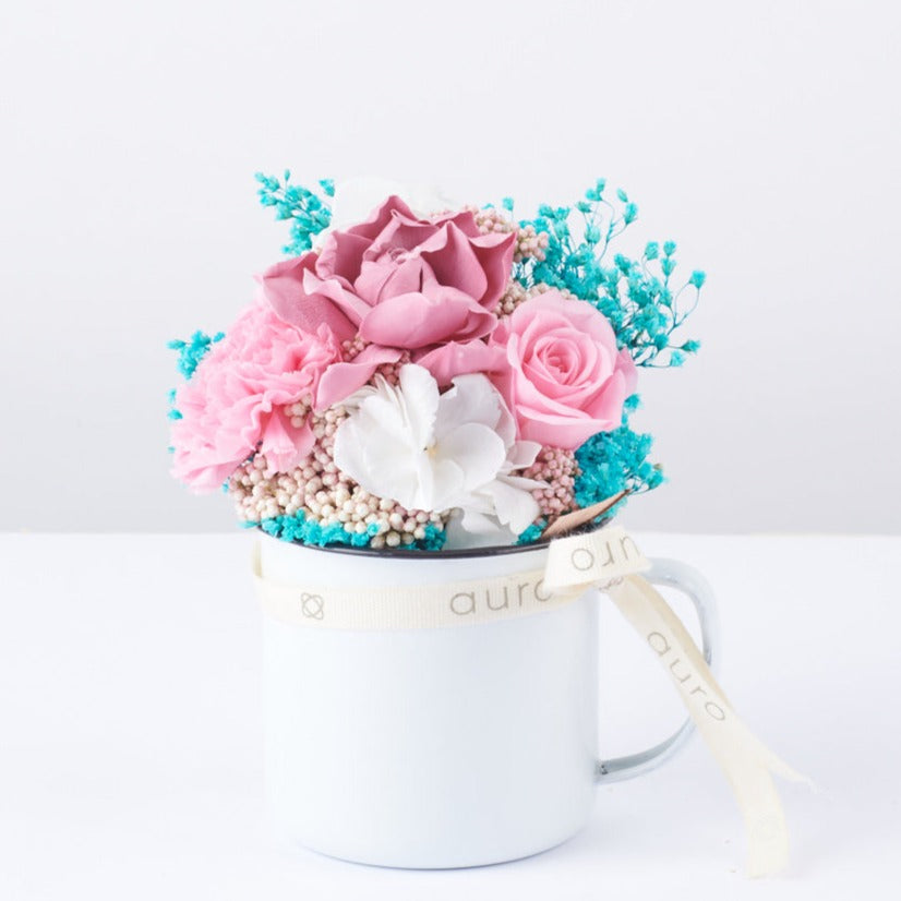 taza de flores preservadas blue bardott