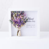 cuadro personalizado con flores preservadas lilas 