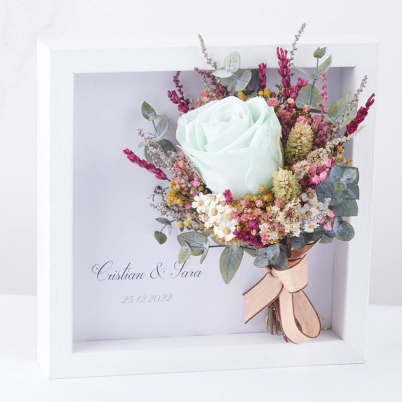 cuadro personalizadp con ramo de flores floral mint