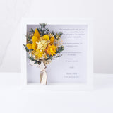 cuadro personalizado con flores preservadas amarillos