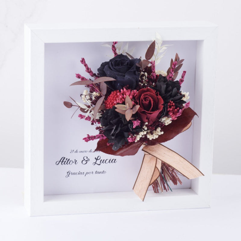 cuadro personalizadp con ramo de flores black velvet