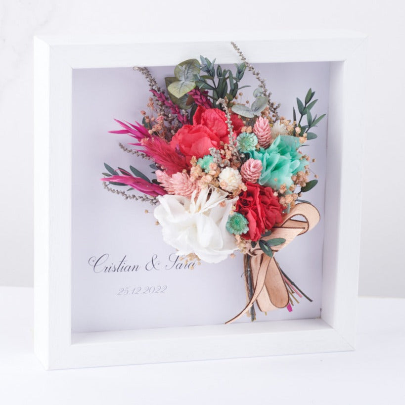 cuadro personalizadp con ramo de flores aqua buganvilla