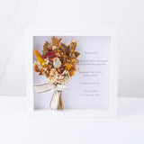 cuadro personalizado con flores preservadas mostazas