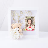 marco personalizable con texto y foto con hortensia preservada