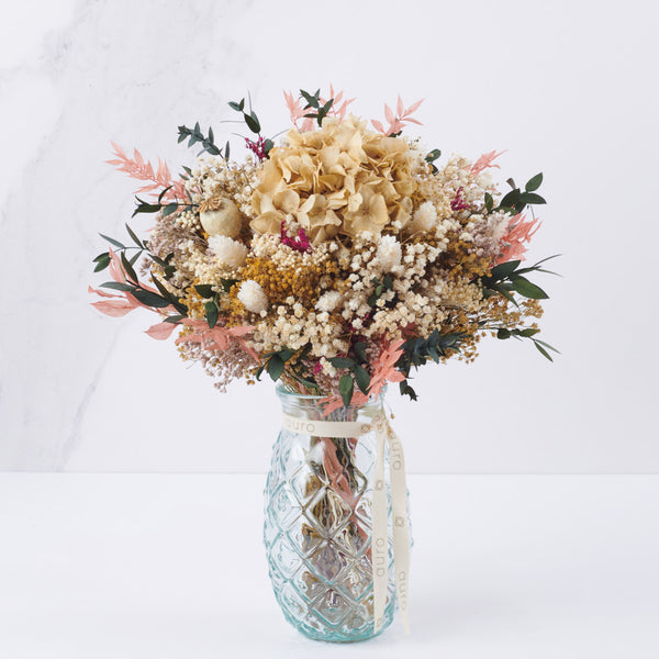 Ramo flores preservadas y seco pequeño blanco - Ramos de Flores Online