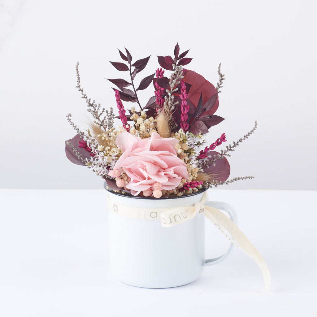 taza de flores preservadas Pink Atellier